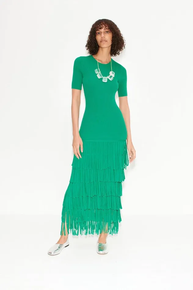 Women Simon Miller Knitwear Za Za Fringe Dress In Jade Women Simon Miller Knitwear Za Za Fringe Dress In Jade