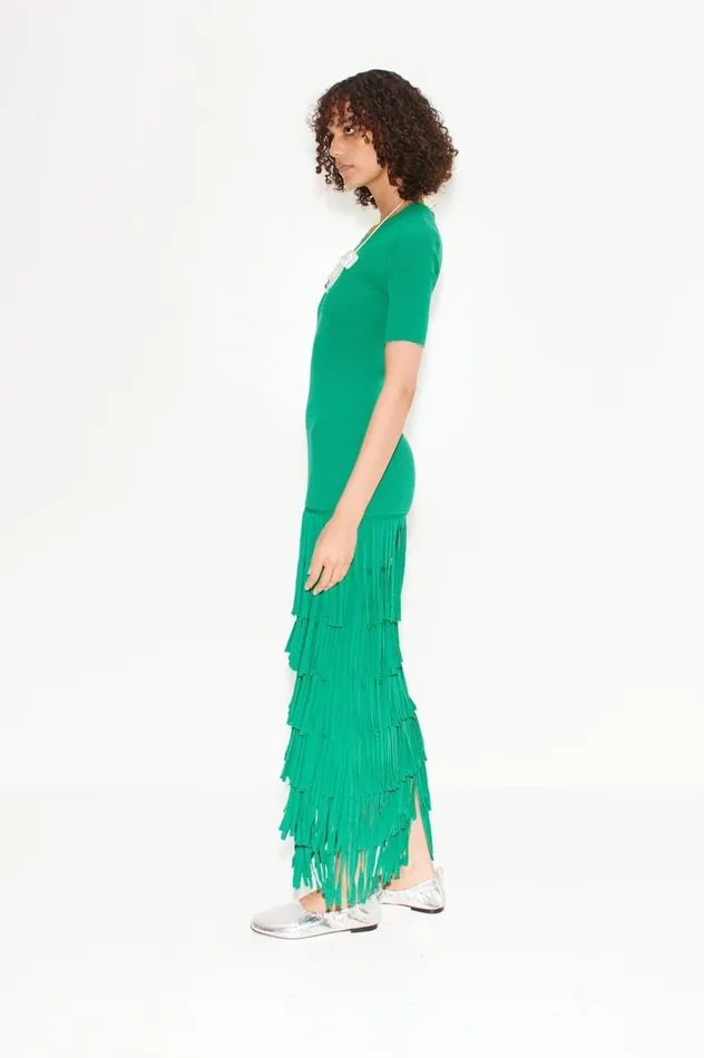 Women Simon Miller Knitwear Za Za Fringe Dress In Jade Women Simon Miller Knitwear Za Za Fringe Dress In Jade