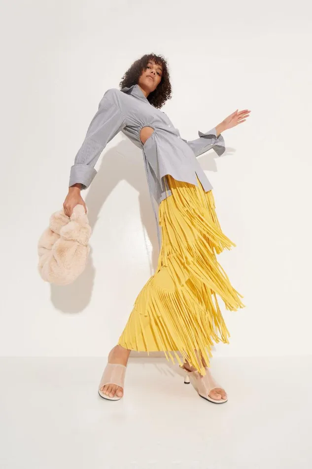 Women Simon Miller Knitwear Za Za Knit Fringe Skirt In Butter
