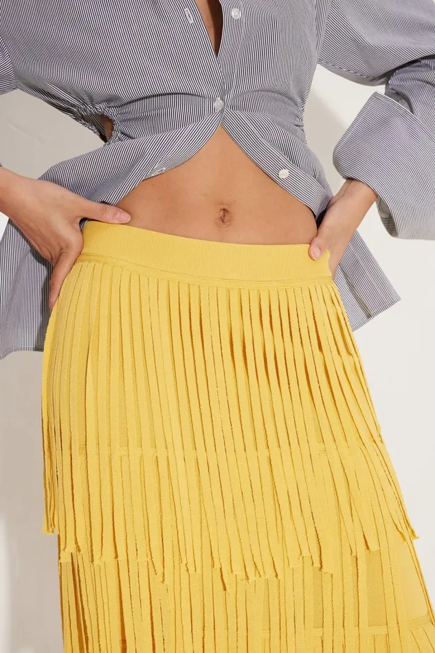 Women Simon Miller Knitwear Za Za Knit Fringe Skirt In Butter