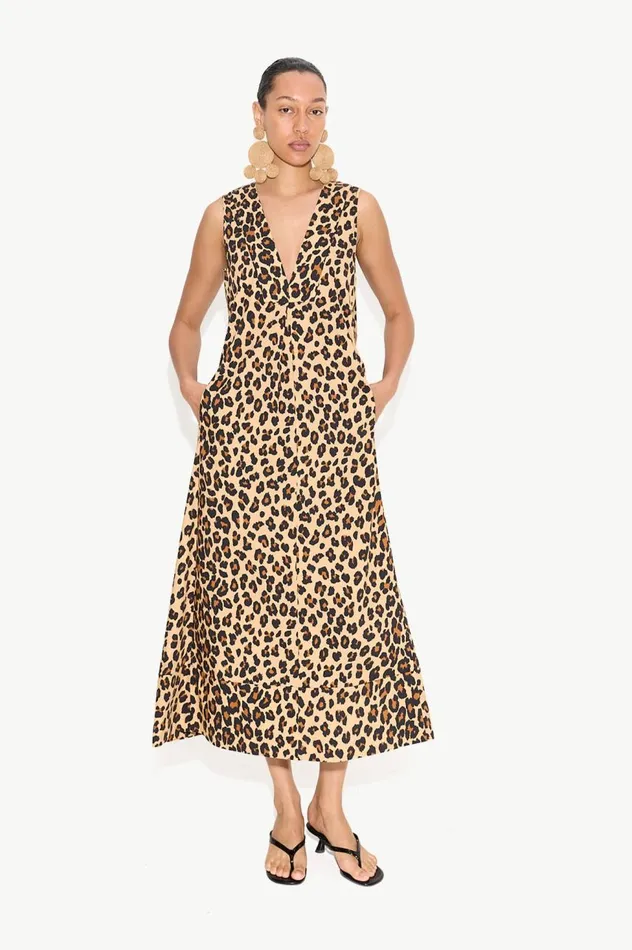 Women Simon Miller Poplin Mar Poplin Dress In Cheetah Cotton