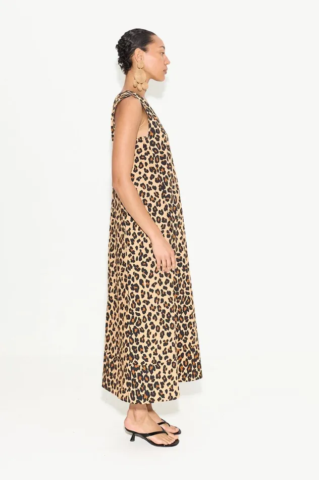Women Simon Miller Poplin Mar Poplin Dress In Cheetah Cotton