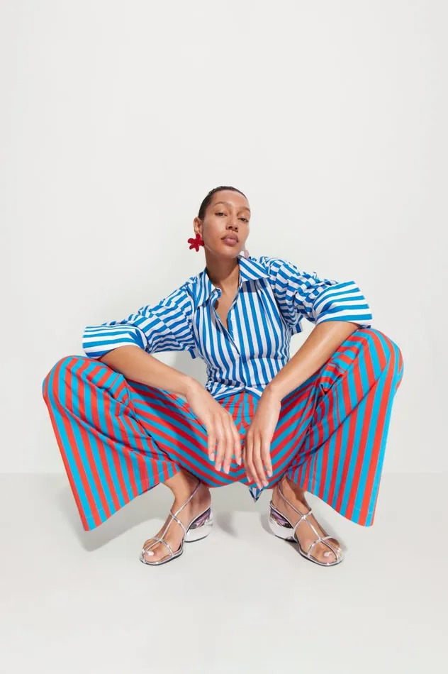 Women Simon Miller Sets Loch Striped Poplin Button Up In Blue Stripe Cotton Women Simon Miller Sets Loch Striped Poplin Button Up In Blue Stripe Cotton