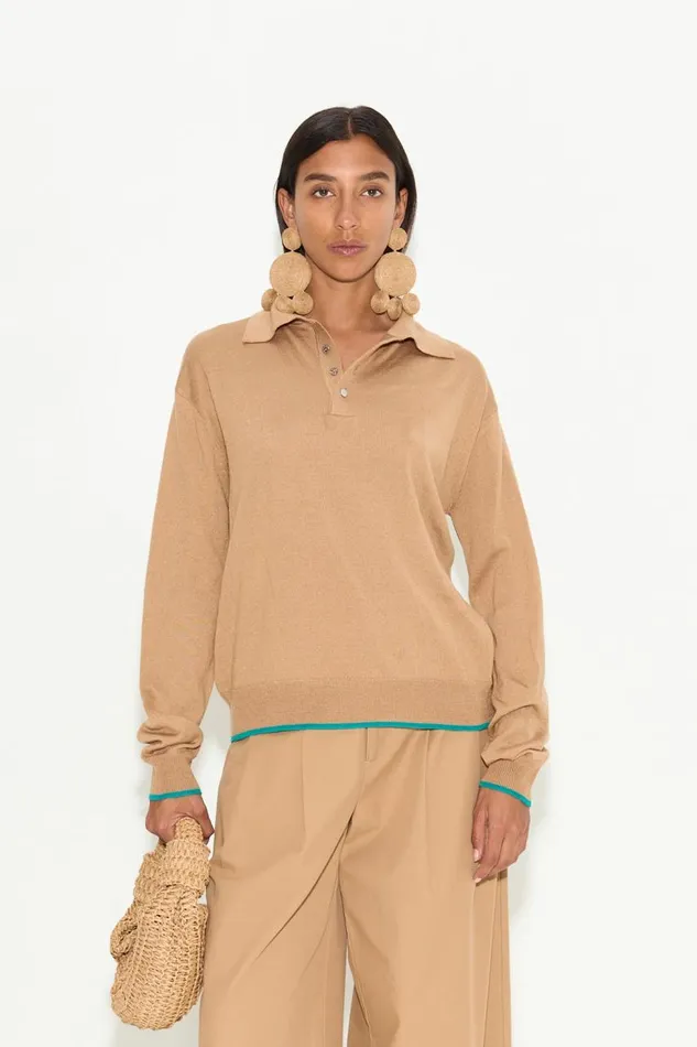 Women Simon Miller Sweaters Marcel Polo Sweater In Khaki Merino Wool