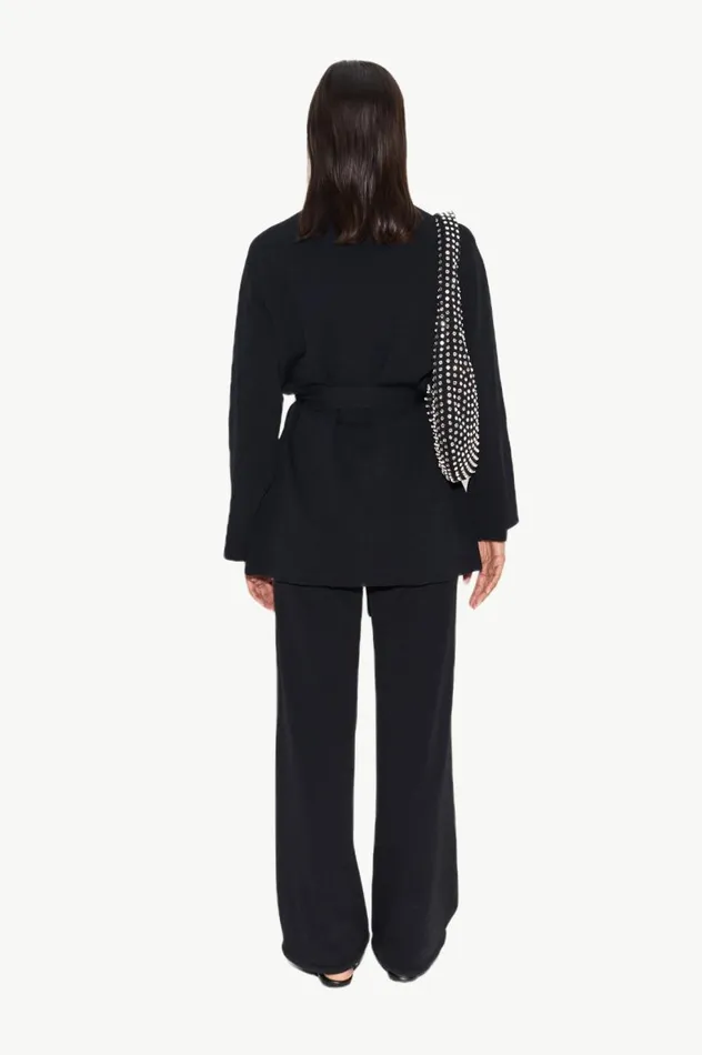 Women Simon Miller Sweaters Max Belted Knit Cardigan In Black