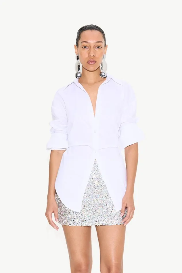 Women Simon Miller Tops Loch Poplin Button Up In Macadamia Cotton