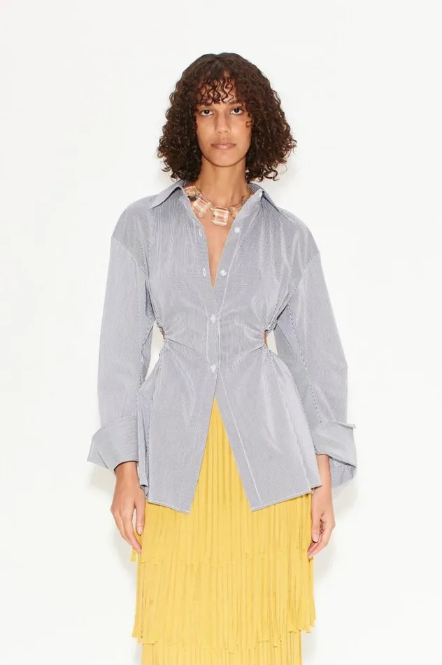 Women Simon Miller Tops Lolo Poplin Top In Pinstripe Cotton