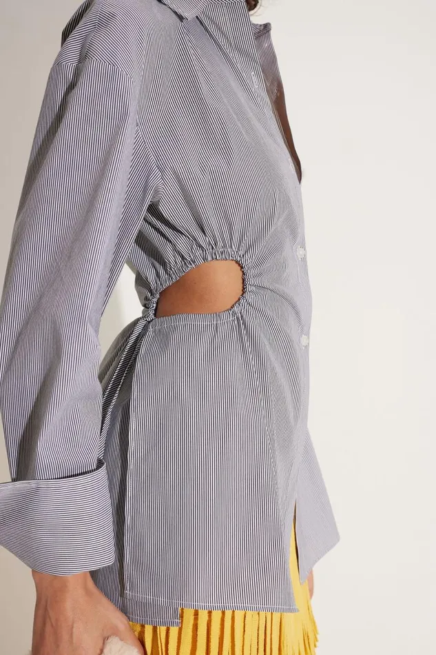 Women Simon Miller Tops Lolo Poplin Top In Pinstripe Cotton