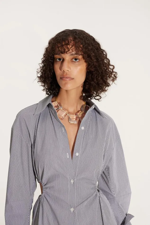 Women Simon Miller Tops Lolo Poplin Top In Pinstripe Cotton