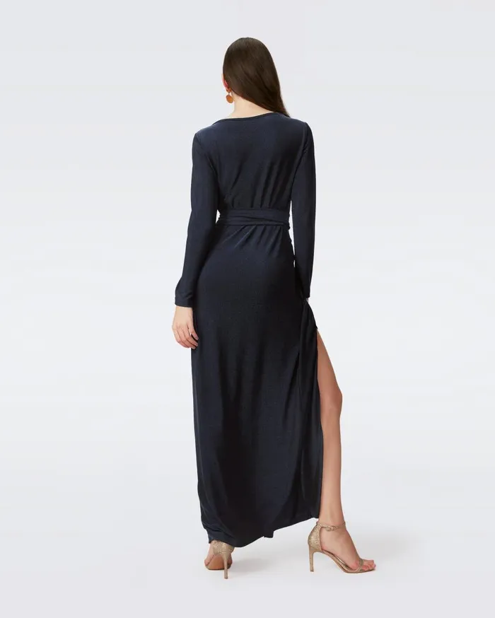 Women Simona Faux Wrap Dress Metallic Midnight DVF Dresses