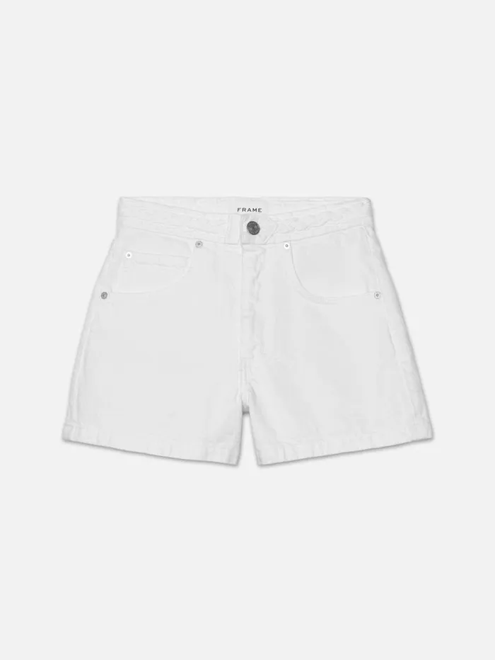 Women Skirts and Shorts FRAME Braided Waistband Short 8212 White