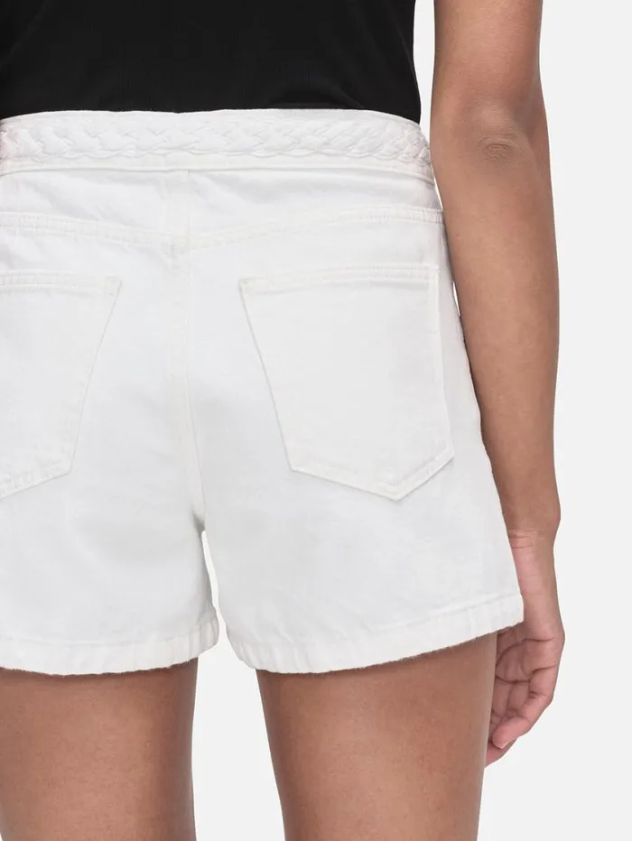 Women Skirts and Shorts FRAME Braided Waistband Short 8212 White