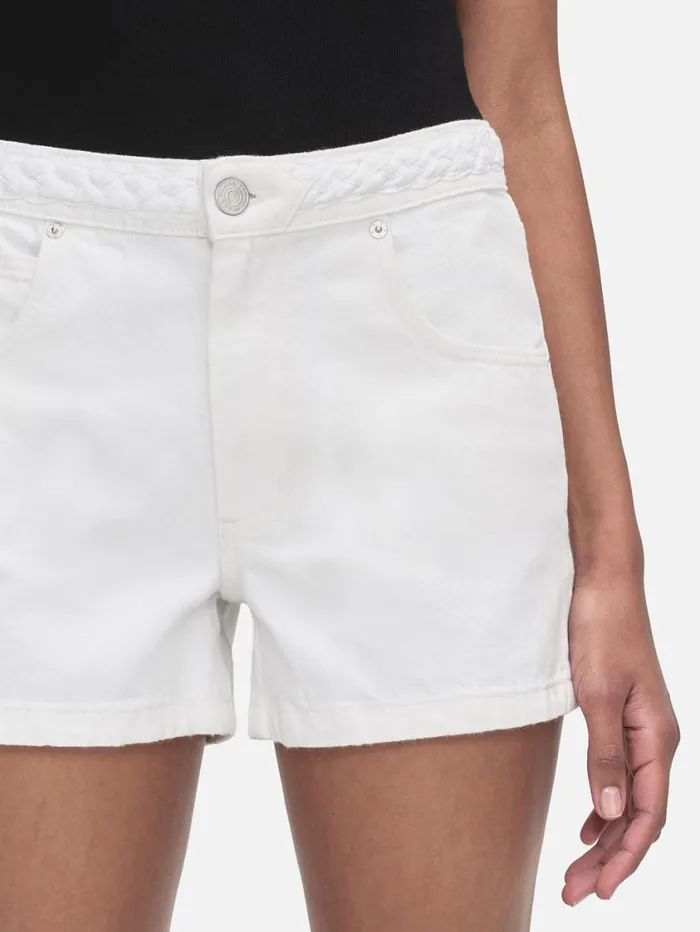 Women Skirts and Shorts FRAME Braided Waistband Short 8212 White