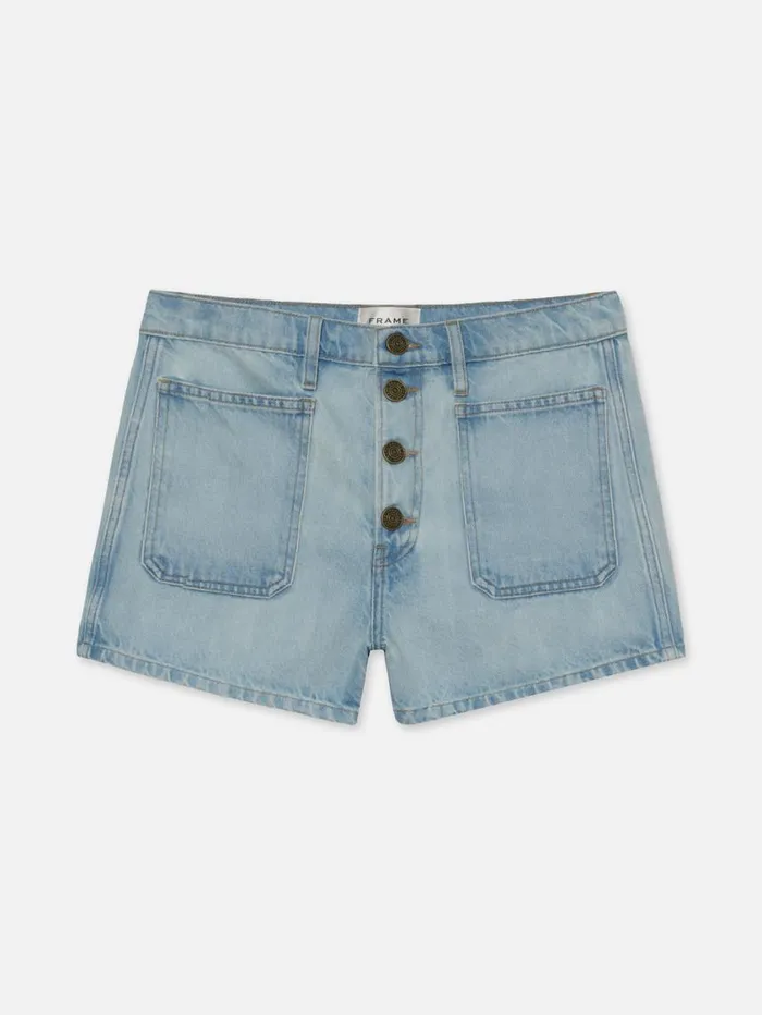 Women Skirts and Shorts FRAME Le Bardot Exposed Button Short 8212 Trevi