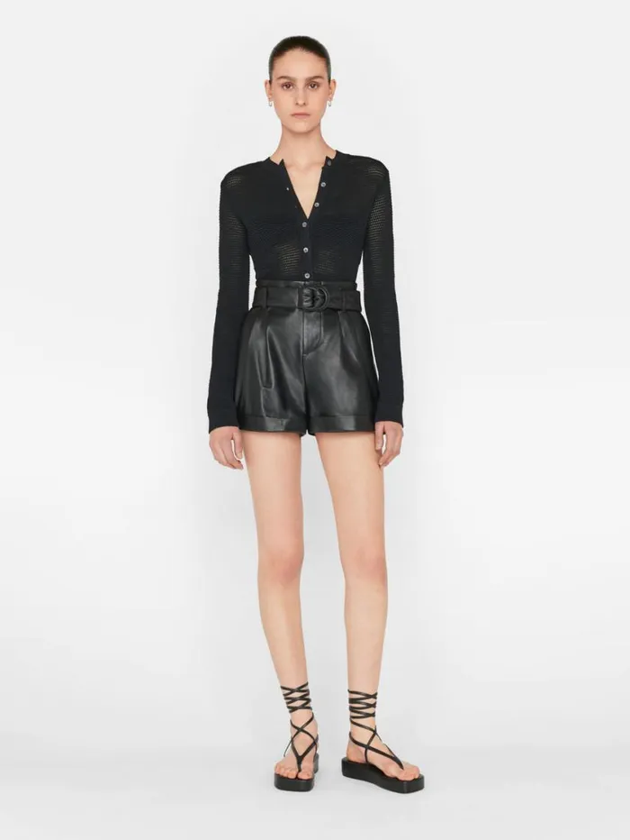 Women Skirts and Shorts FRAME Paperbag Leather Short 8212 Noir Women Skirts and Shorts FRAME Paperbag Leather Short 8212 Noir