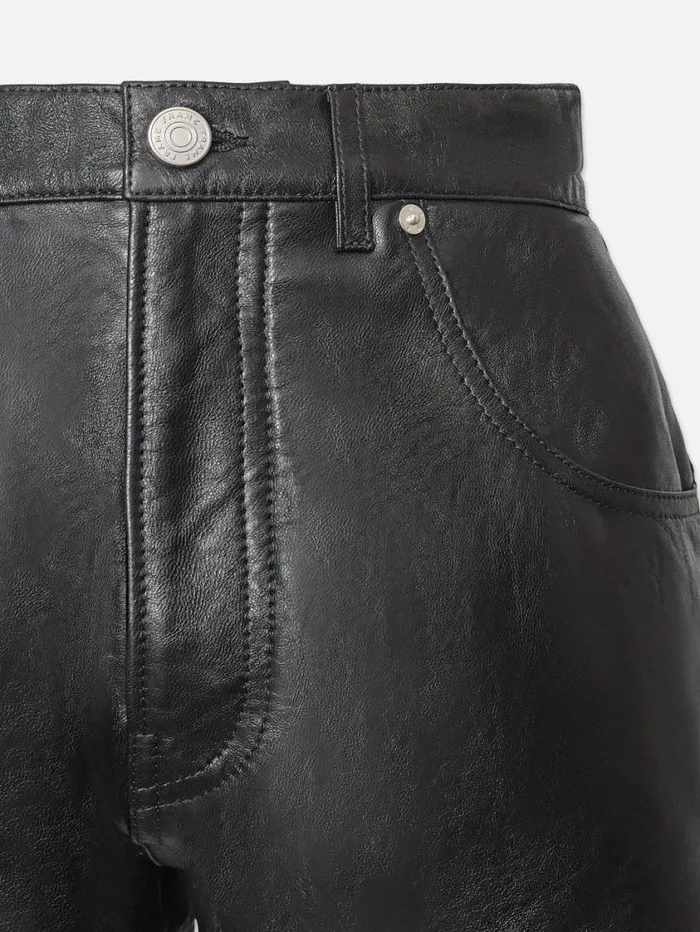 Women Skirts and Shorts FRAME Side Slit Leather Short 8212 Black