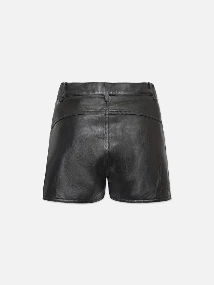 Women Skirts and Shorts FRAME Side Slit Leather Short 8212 Black