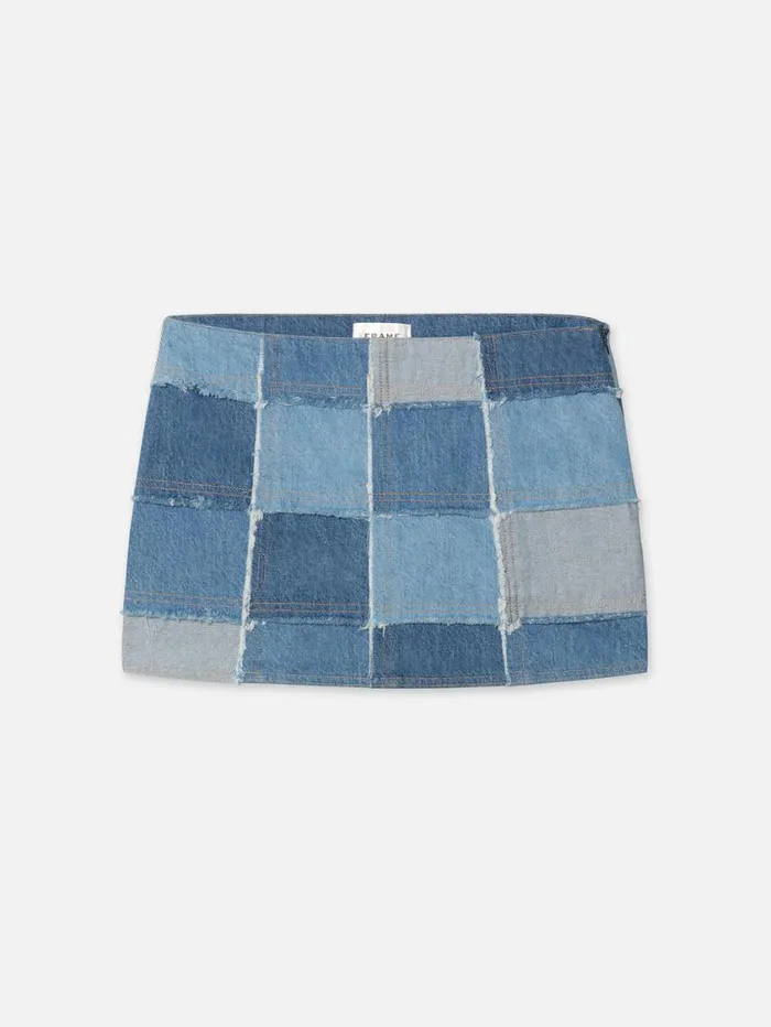 Women Skirts and Shorts FRAME The 70039s Patchwork Mini Skirt 8212 Road Trip