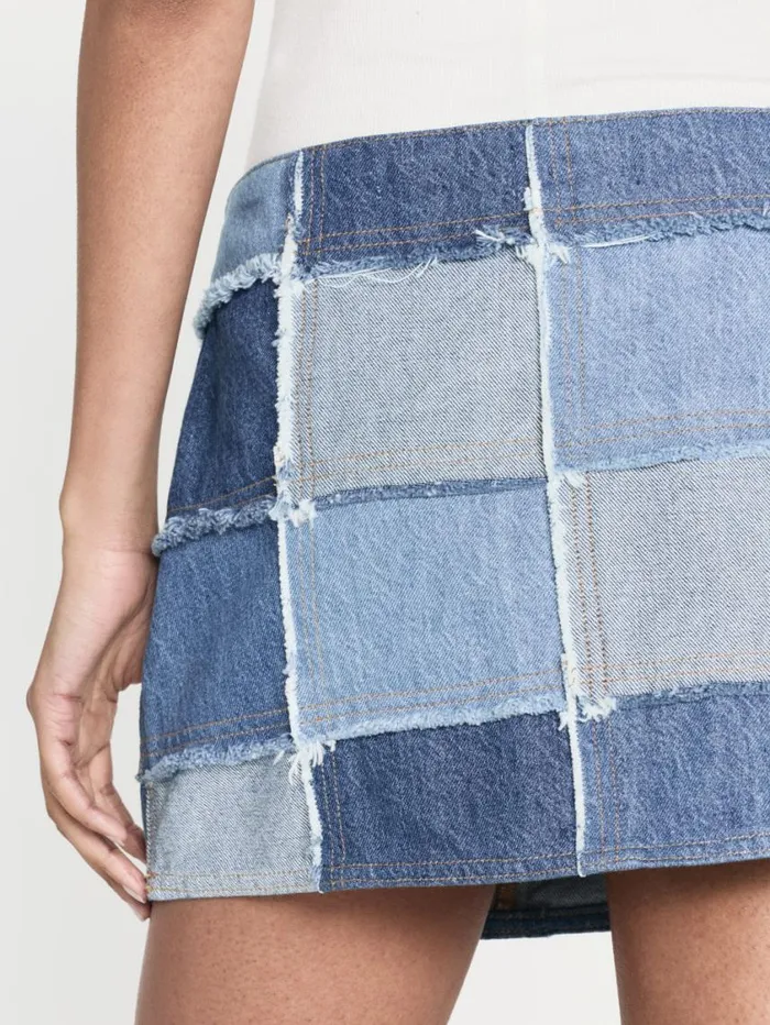 Women Skirts and Shorts FRAME The 70039s Patchwork Mini Skirt 8212 Road Trip