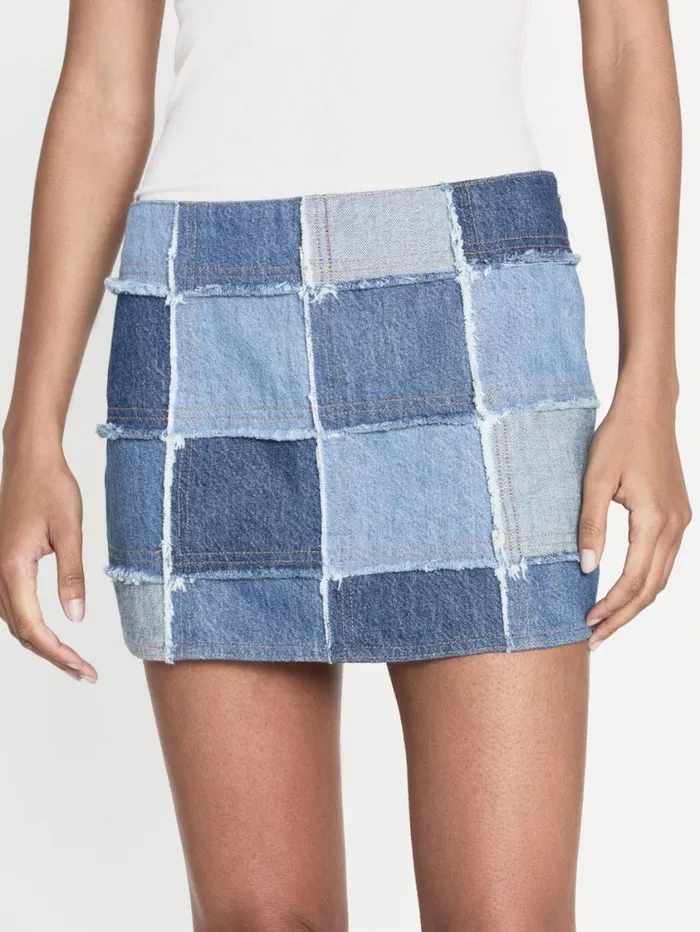 Women Skirts and Shorts FRAME The 70039s Patchwork Mini Skirt 8212 Road Trip