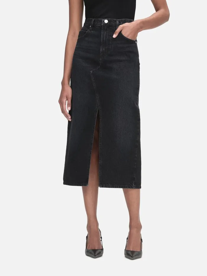 Women Skirts and Shorts FRAME The Midaxi Skirt Angled Seam 8212 Inkwell