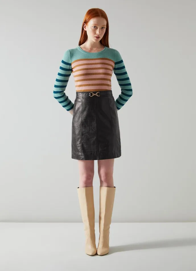 Women Skirts LKBennett Aubree Black CrocEmbossed Leather ALine Skirt Black Women Skirts LKBennett Aubree Black CrocEmbossed Leather ALine Skirt Black