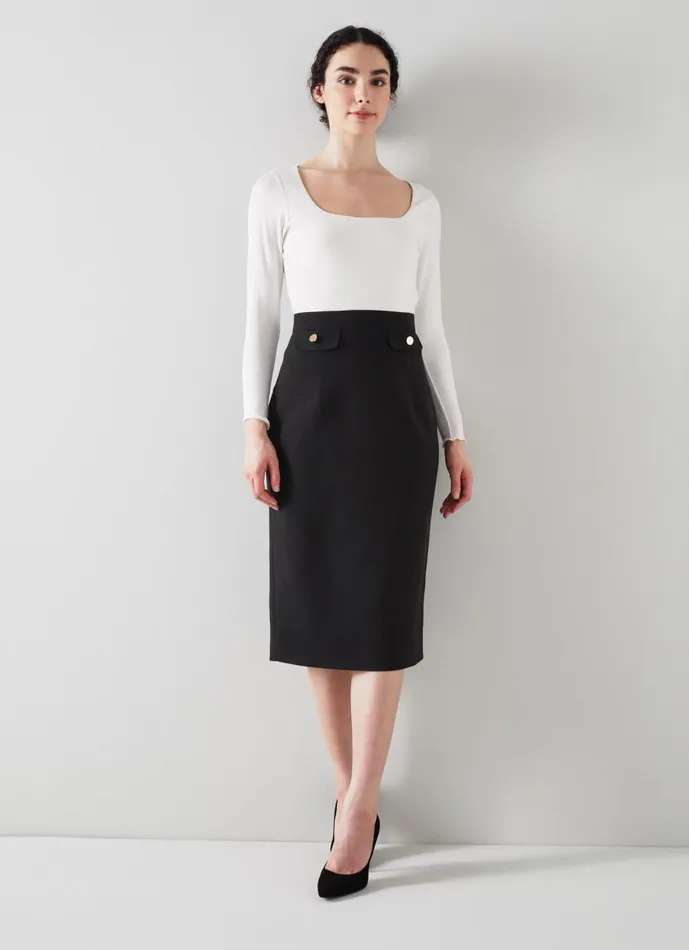 Women Skirts LKBennett Folly Black Crepe Pencil Skirt Black Women Skirts LKBennett Folly Black Crepe Pencil Skirt Black