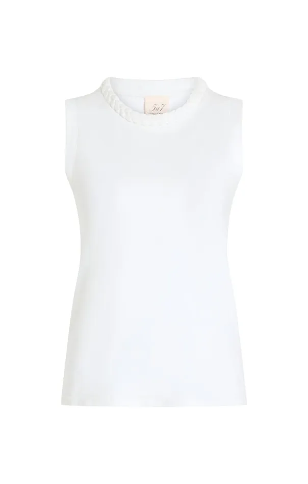 Women Sleeveless Braided Tee White Cinq Sept Tees
