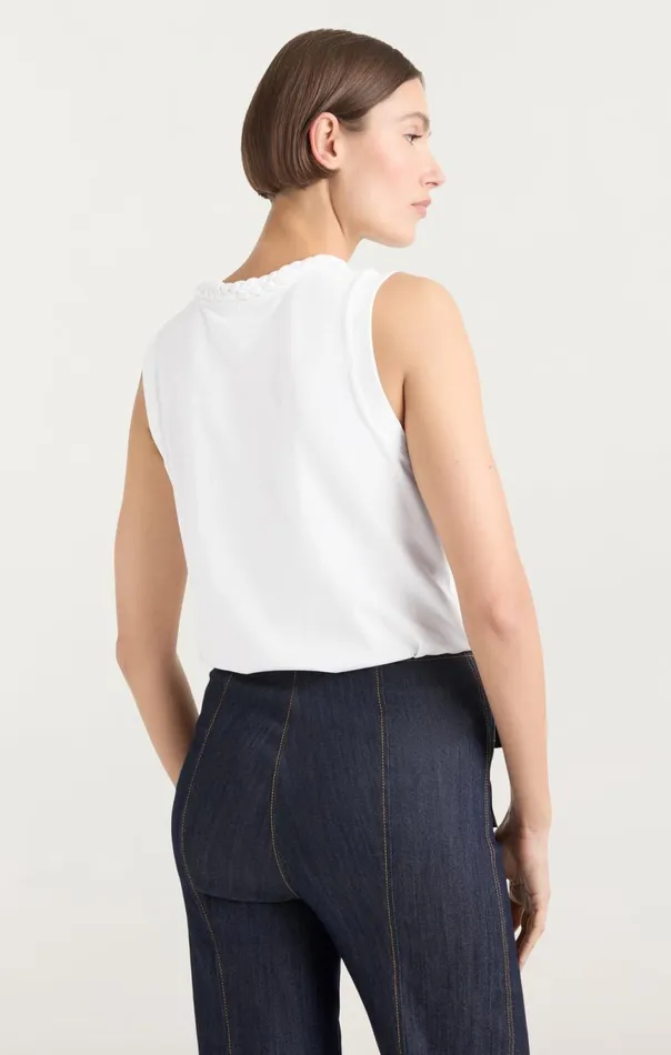 Women Sleeveless Braided Tee White Cinq Sept Tees