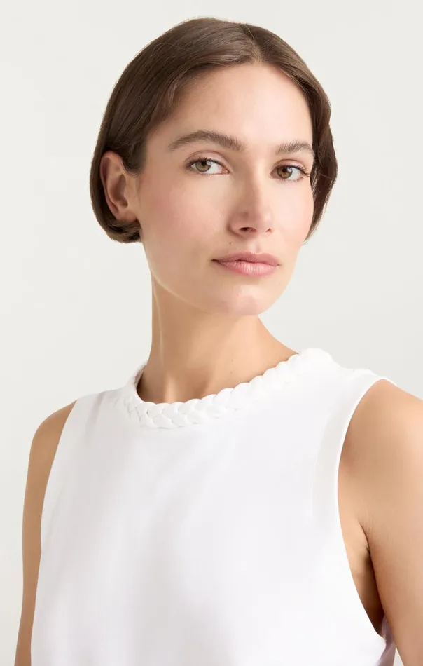 Women Sleeveless Braided Tee White Cinq Sept Tees