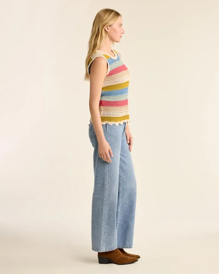 Women SLEEVELESS CROCHET SWEATER Sandshell Multi Pendleton Sweaters
