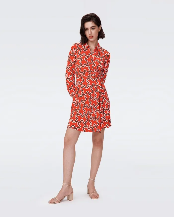 Women Sophie Dress Tiny Cloud Patch Red DVF Dresses