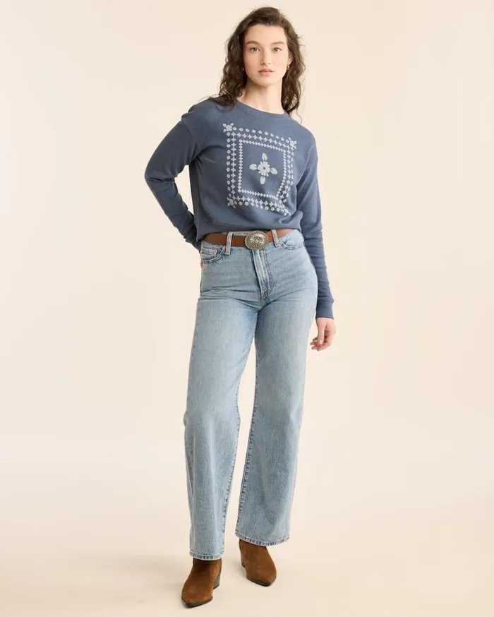 Women SQUARE GRAPHIC FRENCH TERRY CREWNECK Vintage Indigo Pendleton Tees and Sweatshirts Women SQUARE GRAPHIC FRENCH TERRY CREWNECK Vintage Indigo Pendleton Tees and Sweatshirts