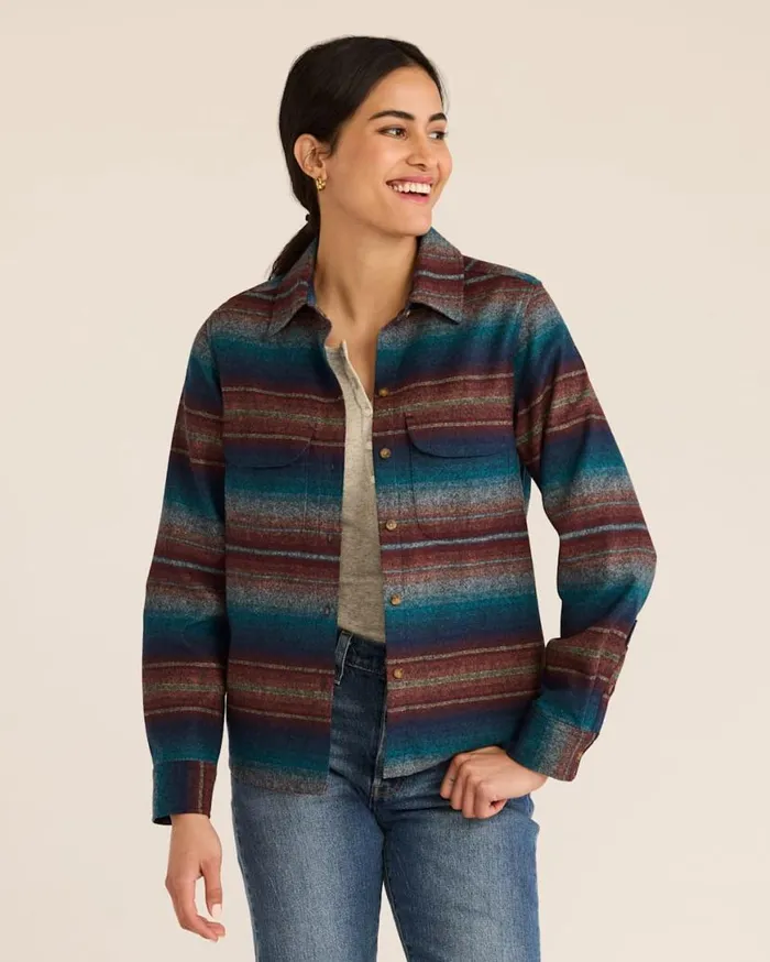 Women STRIPED BOARD SHIRT Blue Multi Pendleton Shirts and Blouses