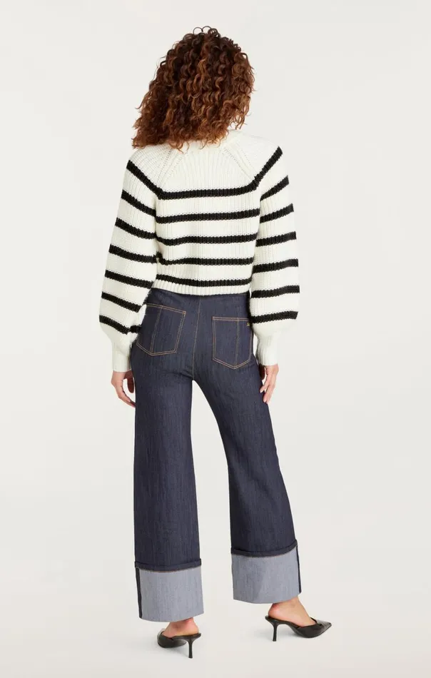 Women Striped Keren Pullover Ivoryblack Cinq Sept Sweaters and Knits