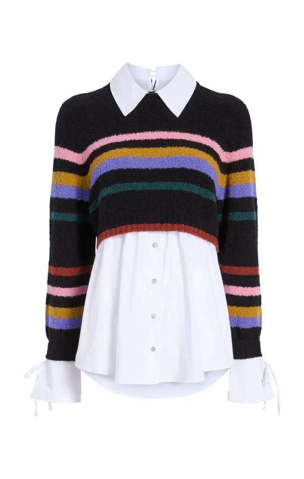 Women Striped Nelida Pullover Blackmulti Cinq Sept Long Sleeve Tops