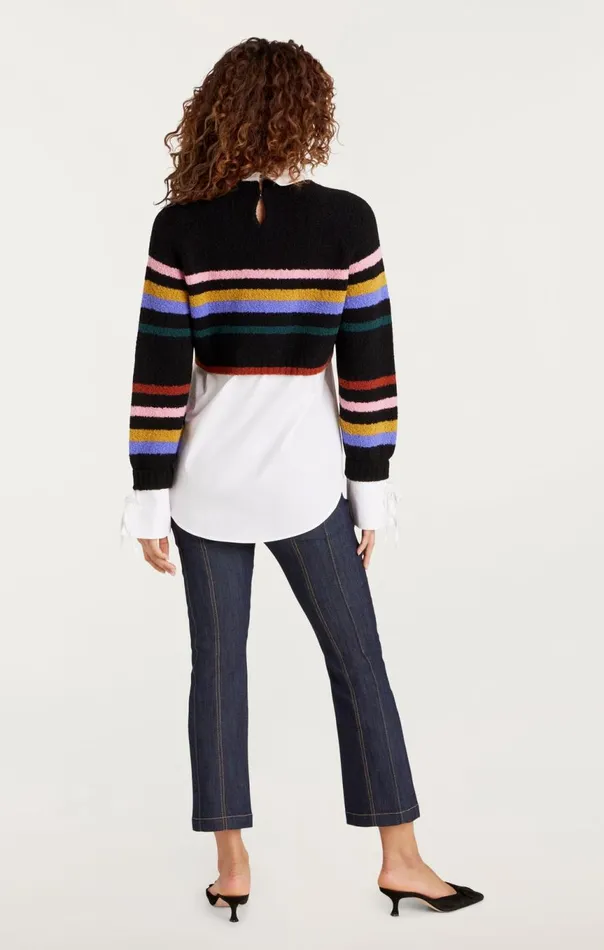 Women Striped Nelida Pullover Blackmulti Cinq Sept Long Sleeve Tops