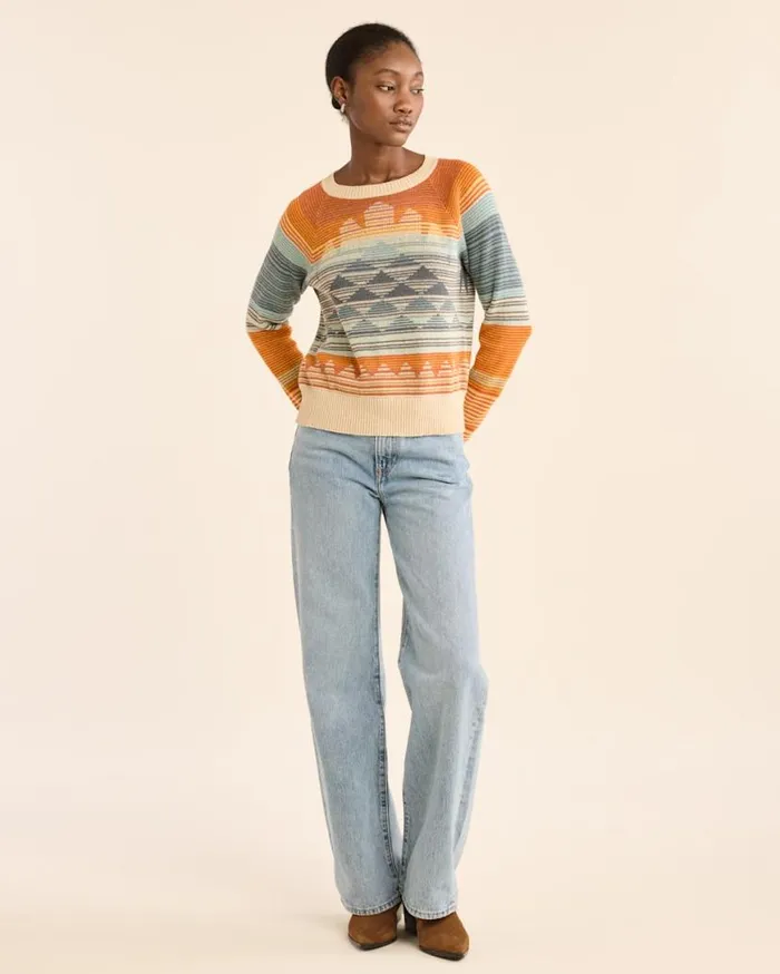 Women SUNSET RAGLAN COTTON SWEATER Rustblue Multi Pendleton Sweaters