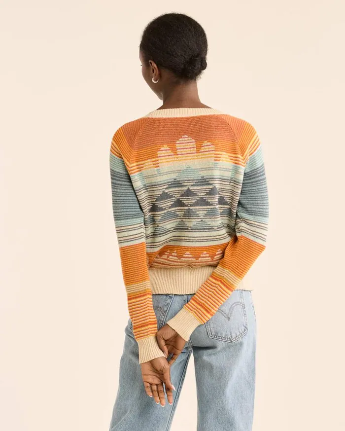 Women SUNSET RAGLAN COTTON SWEATER Rustblue Multi Pendleton Sweaters