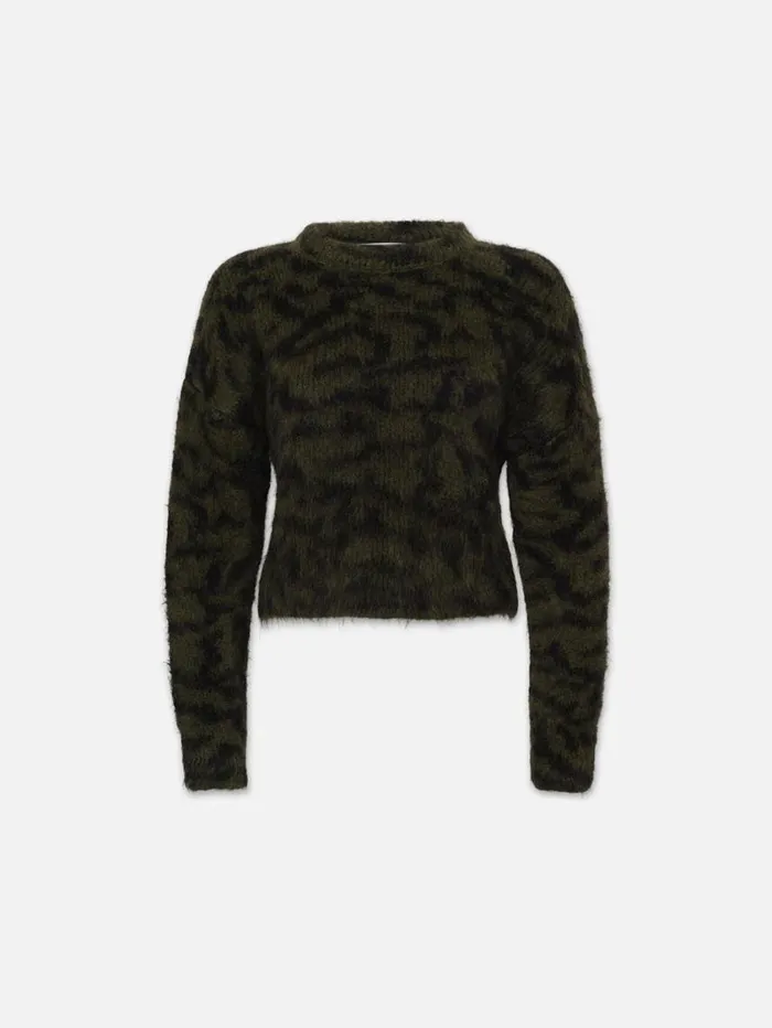 Women Sweaters FRAME Abstract Jacquard Crew 8212 Surplus Multi