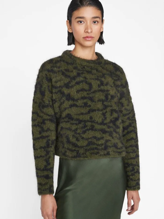 Women Sweaters FRAME Abstract Jacquard Crew 8212 Surplus Multi Women Sweaters FRAME Abstract Jacquard Crew 8212 Surplus Multi