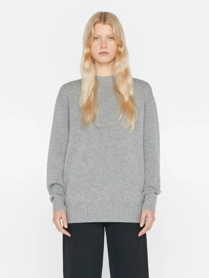 Women Sweaters FRAME Boyfriend Cashmere Crew 8212 Gris Heather Women Sweaters FRAME Boyfriend Cashmere Crew 8212 Gris Heather