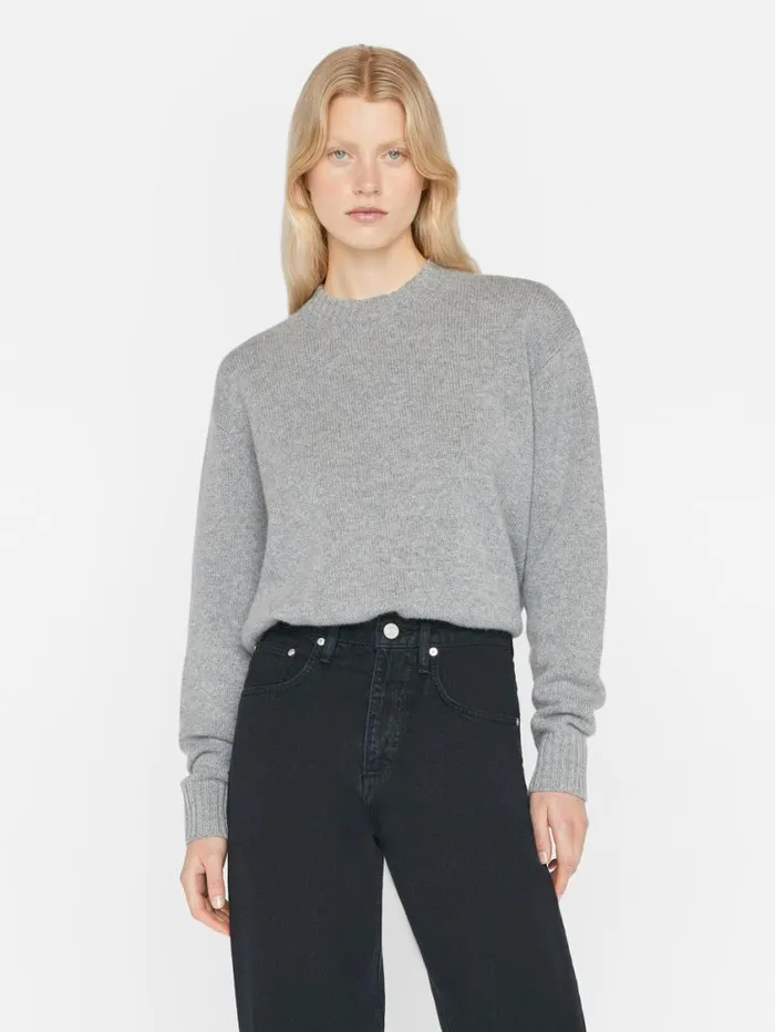 Women Sweaters FRAME Boyfriend Cashmere Crew 8212 Gris Heather Women Sweaters FRAME Boyfriend Cashmere Crew 8212 Gris Heather