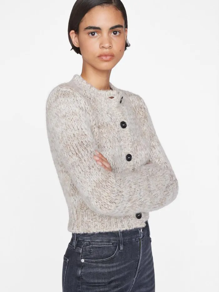 Women Sweaters FRAME Marl Cardi Sweater 8212 Oatmeal Heather Multi Women Sweaters FRAME Marl Cardi Sweater 8212 Oatmeal Heather Multi