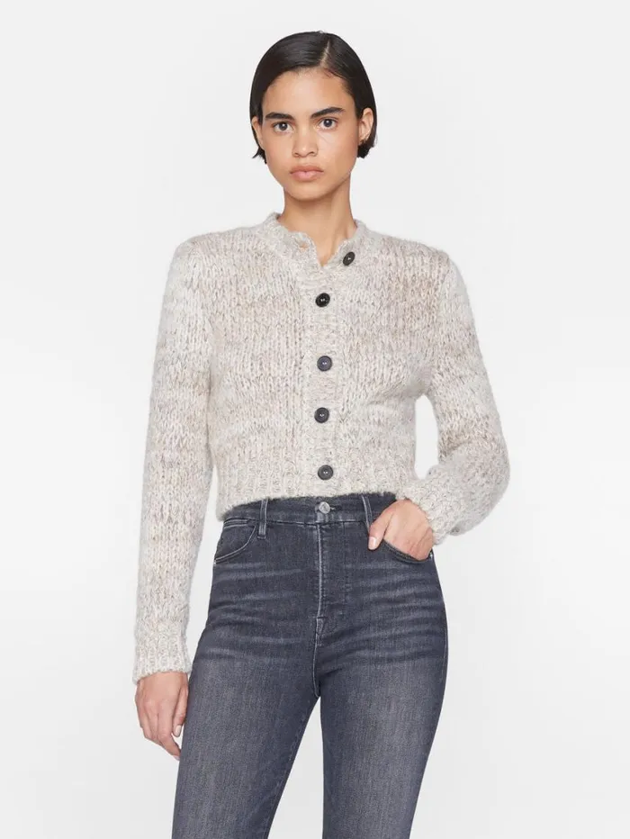 Women Sweaters FRAME Marl Cardi Sweater 8212 Oatmeal Heather Multi Women Sweaters FRAME Marl Cardi Sweater 8212 Oatmeal Heather Multi