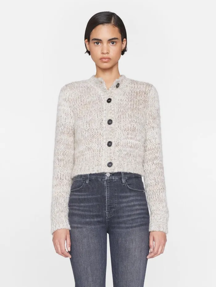 Women Sweaters FRAME Marl Cardi Sweater 8212 Oatmeal Heather Multi Women Sweaters FRAME Marl Cardi Sweater 8212 Oatmeal Heather Multi