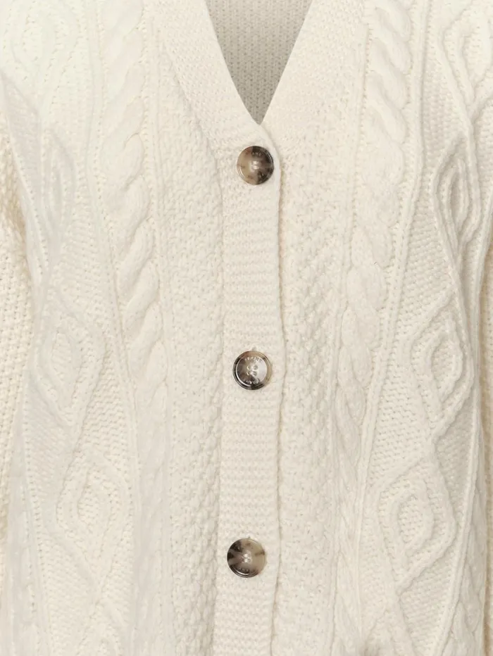 Women Sweaters FRAME Oversized Cableknit Cardigan 8212 Cream Women Sweaters FRAME Oversized Cableknit Cardigan 8212 Cream