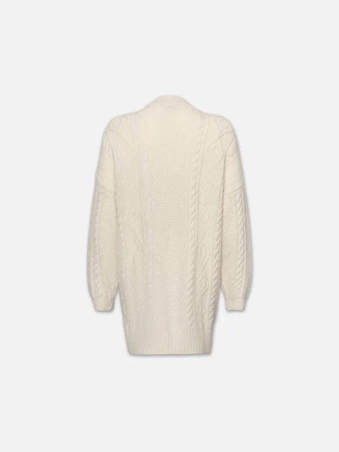 Women Sweaters FRAME Oversized Cableknit Cardigan 8212 Cream Women Sweaters FRAME Oversized Cableknit Cardigan 8212 Cream