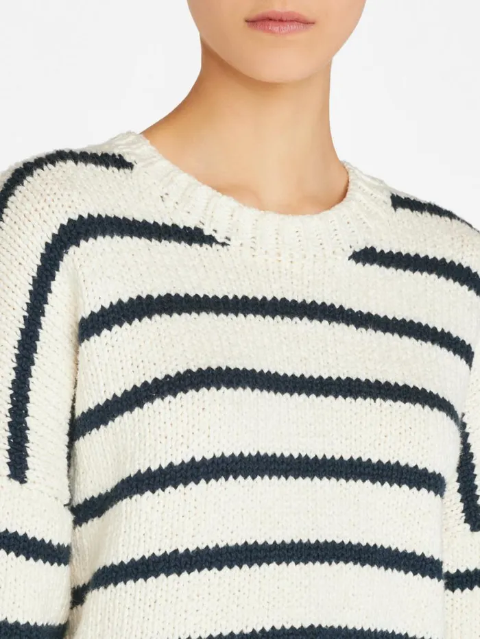 Women Sweaters FRAME Oversized Crop Crew Sweater 8212 Navy Multi Women Sweaters FRAME Oversized Crop Crew Sweater 8212 Navy Multi