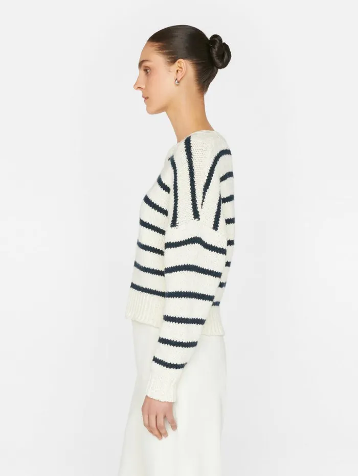 Women Sweaters FRAME Oversized Crop Crew Sweater 8212 Navy Multi Women Sweaters FRAME Oversized Crop Crew Sweater 8212 Navy Multi